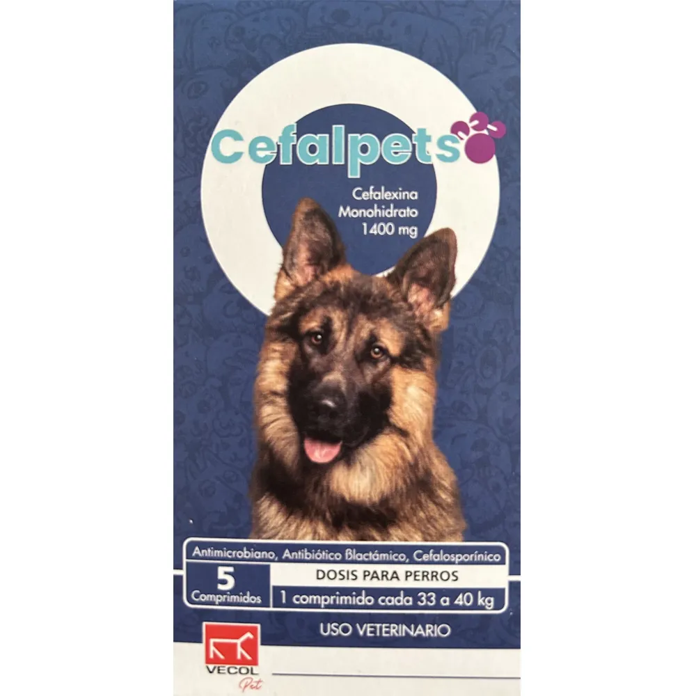 Cefalpets Caja x 5 Unidades de Cefalexina Monohidratro 1400mg