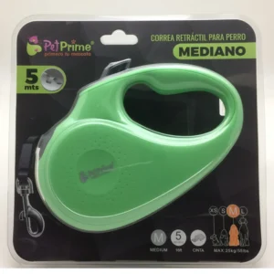 Correa Retractil Para Perro Mediano Cinta Verde Talla  M