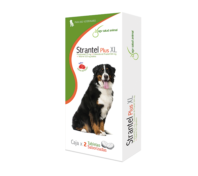 STRANTEL Plus XL 2275 mg Caja x 2 tb Sabor Carne de Cerdo