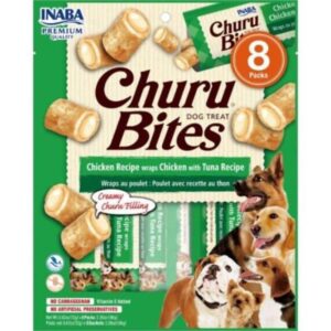 CHURU BITES FOR DOG Chicken Wraps Chicken With Tuna Bolsa de 8 Tubos x 12gr (Verde)